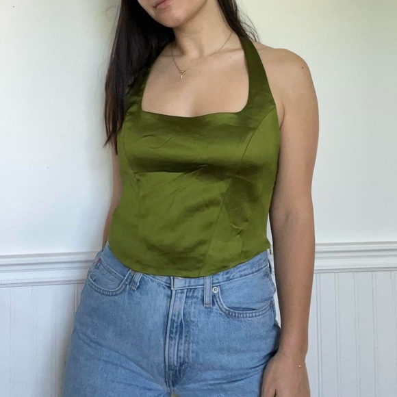 Pistachio green WILFRED satin top - Picture 4 of 6